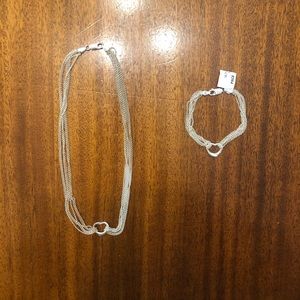 Silver Jewelry Necklace & Bracelet Set